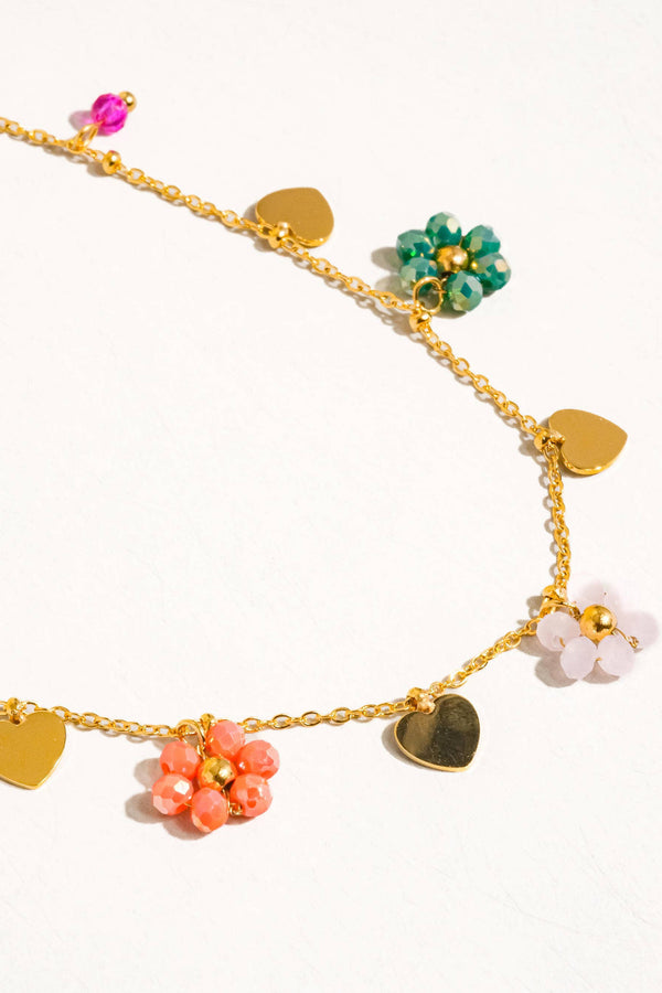 Melvin Flower & Heart Charm Necklace