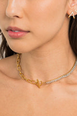 Gold Tennis and Paperclip Choker