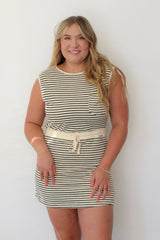 Knit Striped Sleeveless Mini Dress