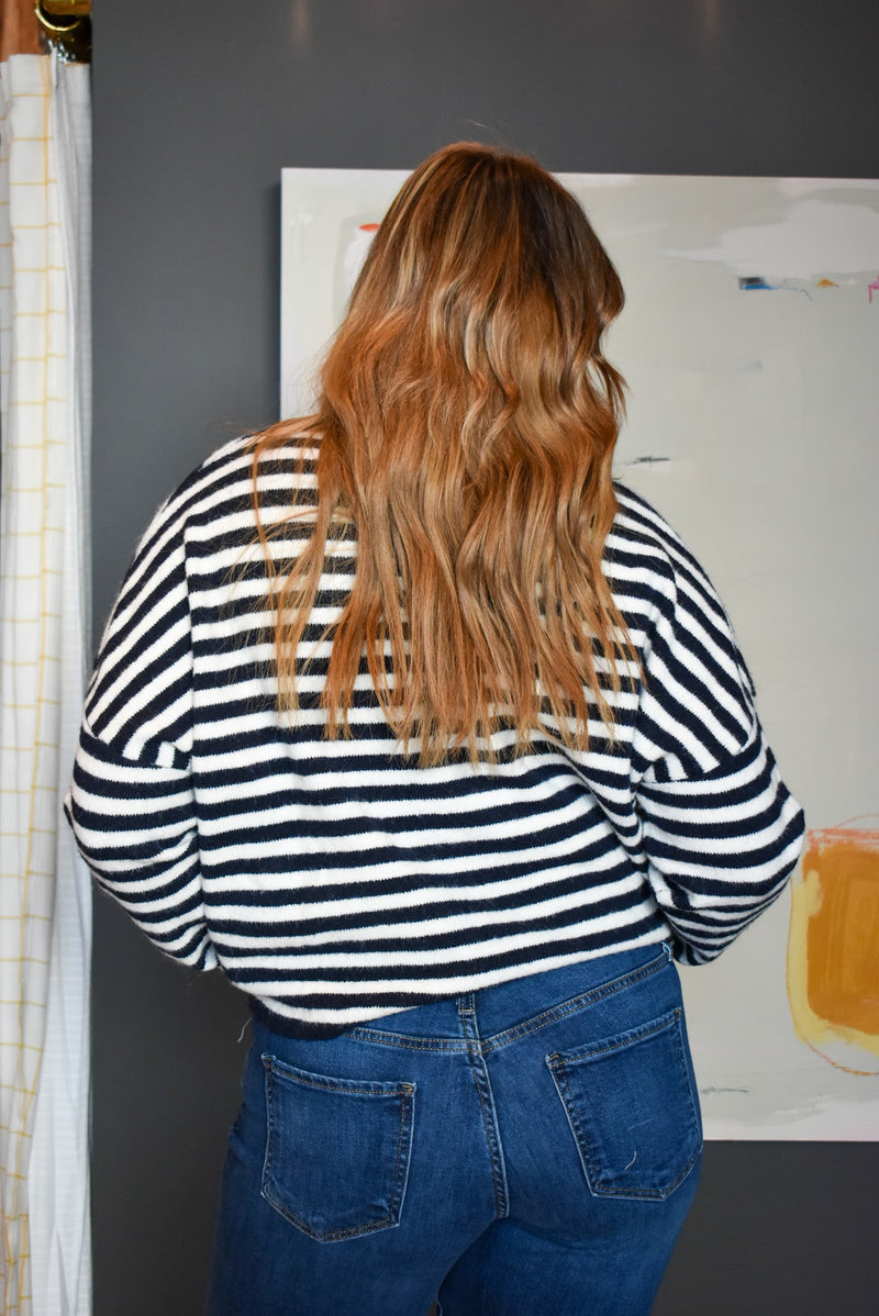 Piper Cardigan - Navy Striped