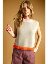 Color Contrasted Sleeveless Knit Top