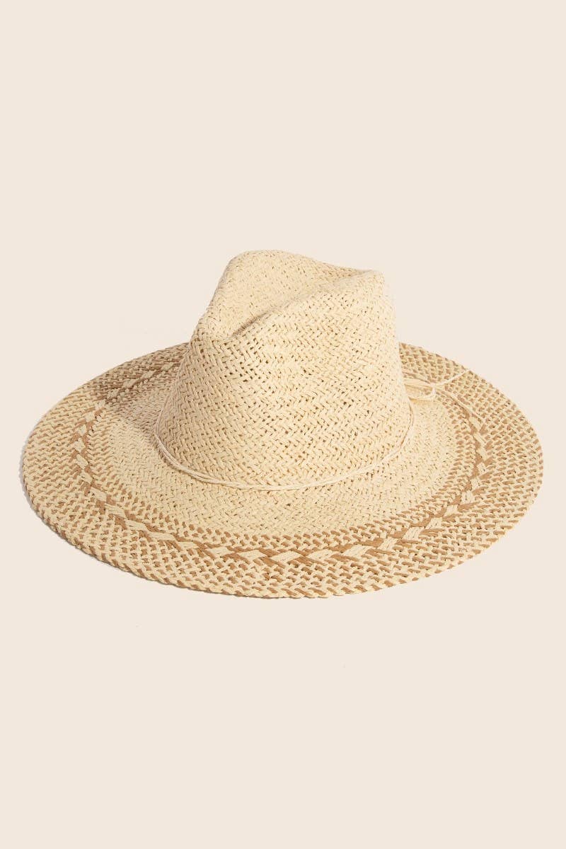 Two Tone Floppy Boho Straw Hat