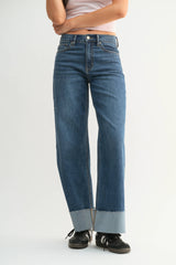 Cuffed Wide Ankle Jeans