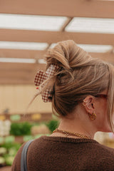 KAXI Brown Gingham Tomato Charm Claw Clip