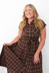 Short Sleeve Midi Dress With Two Front Pockets