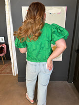 Friona Eyelet Puff Sleeve Top 2 Colors!