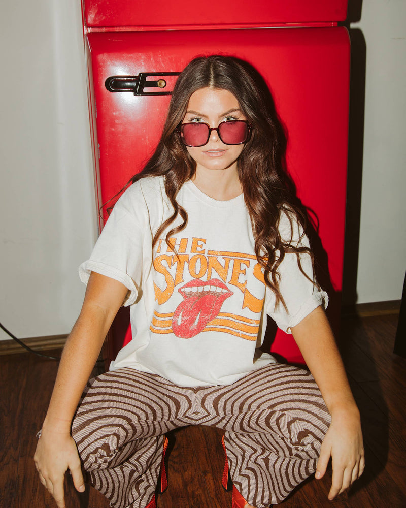 Rolling Stones Stoned Off White Thrifted Graphic Tee