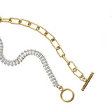 Gold Tennis and Paperclip Bracelet