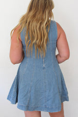 Denim Cotton Round Neck Sleeveless Mini