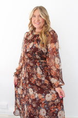 Floral Print Mock Flare Midi