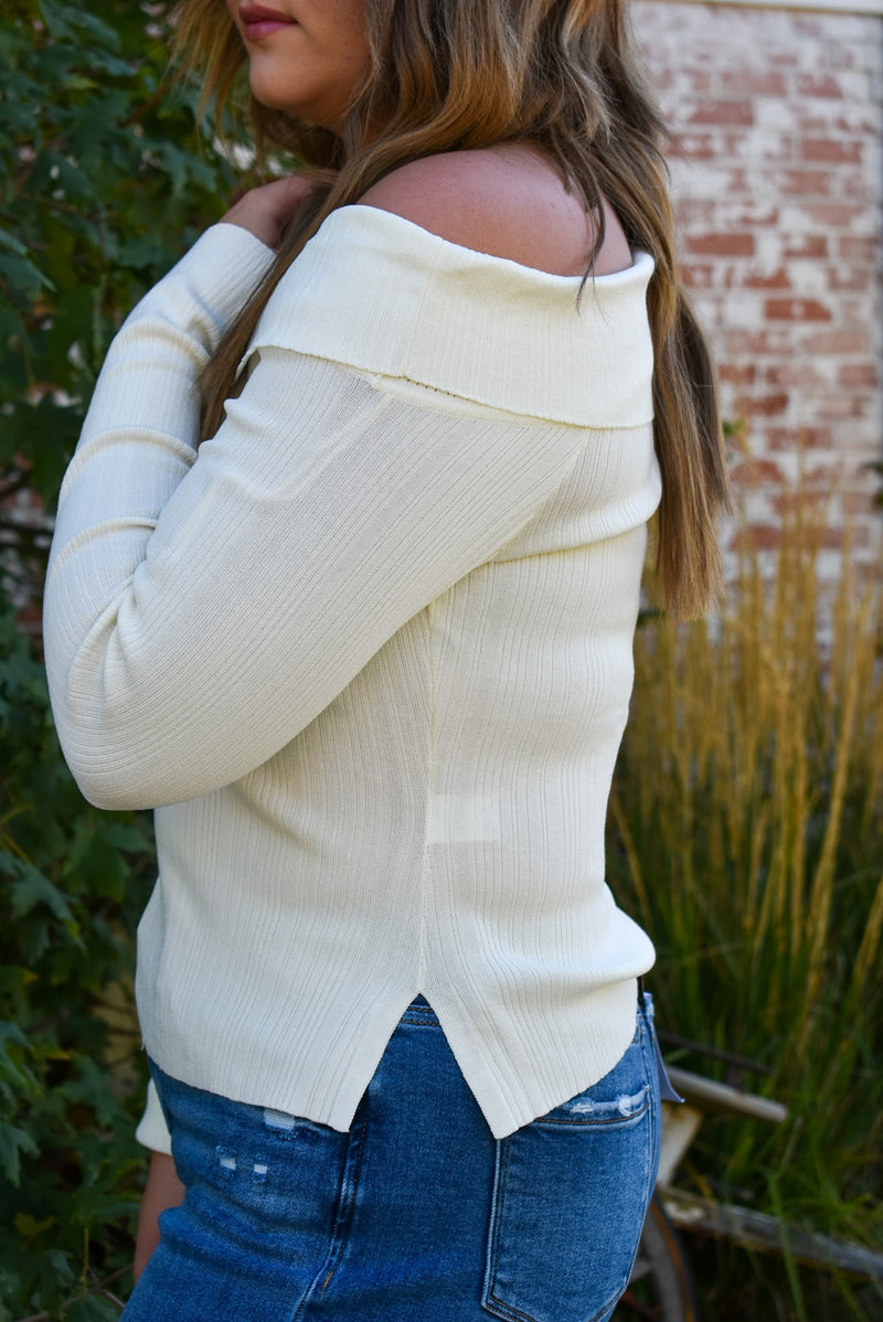 Kristen Ribbed Asymmetric Long Sleeve