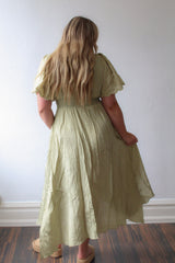 Embroidered Sleeves Unbalanced Skirt Maxi Dress