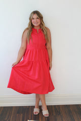Dahlia Drop Waist Column Dress W/ Zip Front