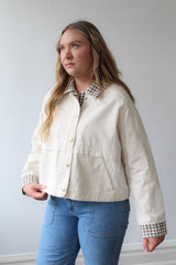 Gingham Collared Twill Jacket
