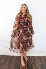 Floral Print Mock Flare Midi