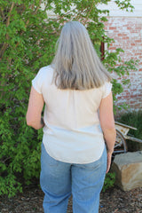 Button Down Cap Sleeve Shirt