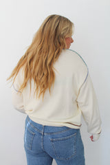 Multi Color Contrast Detail Knit Top