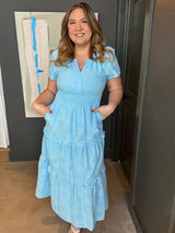 Vanesa Eyelet Palmer Poplin Tiered Maxi Dress