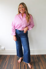 Stripe Button Up Bubble Blouse