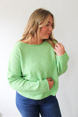 Knit Sweater Rolled Round Neck Pullover Top 2 Colors!