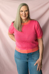 Colorblock Textured Striped Knit Top