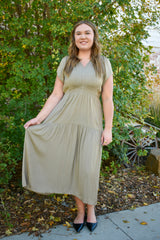 Riggs Ruffle Satin Midi Dress 2 Colors!