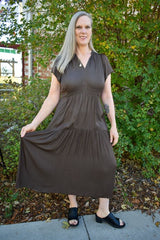 Riggs Ruffle Satin Midi Dress 2 Colors!