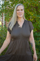 Riggs Ruffle Satin Midi Dress 2 Colors!