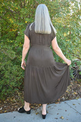 Riggs Ruffle Satin Midi Dress 2 Colors!