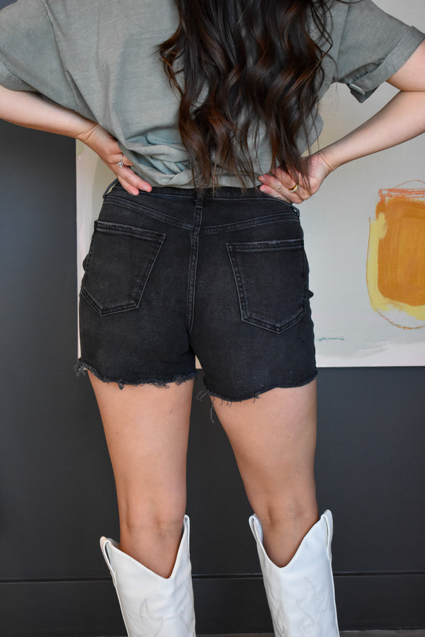 High Rise Washed Shorts