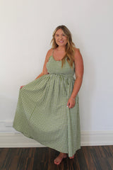 Gingham Print Long Dress
