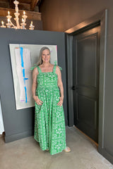 Green & White Bandana Print Maxi Dress