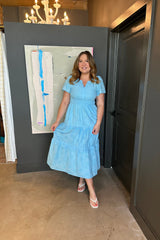 Vanesa Eyelet Palmer Poplin Tiered Maxi Dress