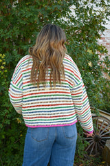 Brisa Striped Crochet Sweater