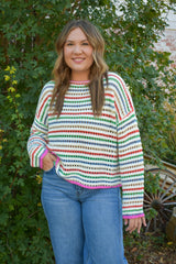 Brisa Striped Crochet Sweater