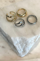 2 Tone Mixed Band Rings Set
