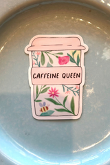Caffeine Queen Floral Mug Sticker