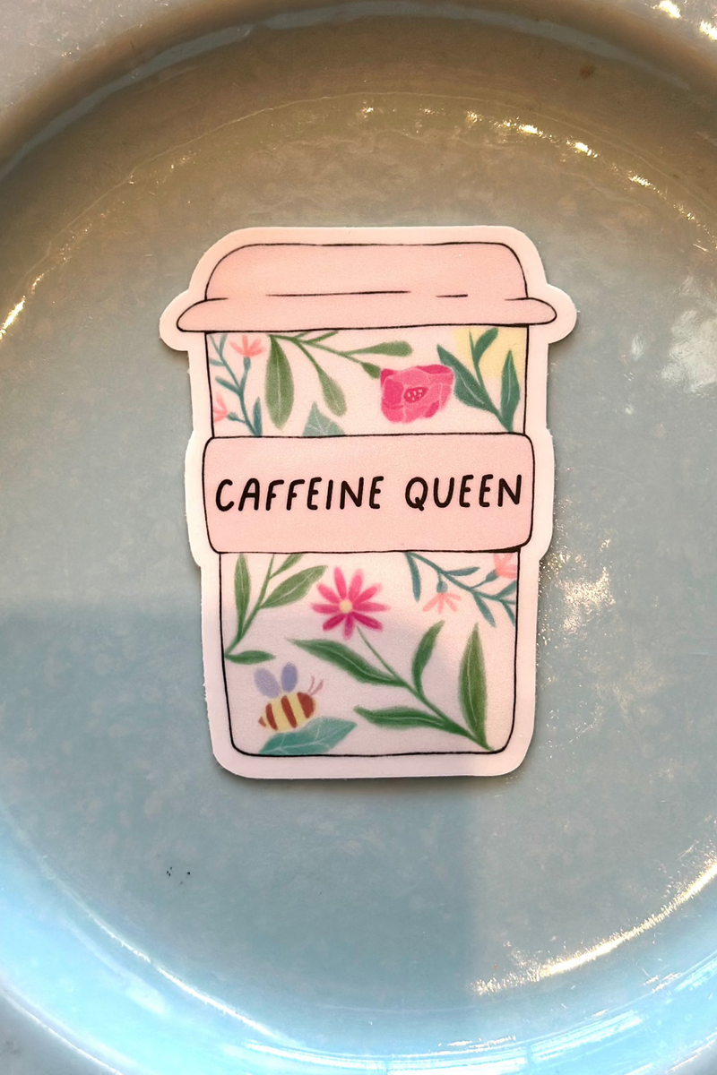 Caffeine Queen Floral Mug Sticker