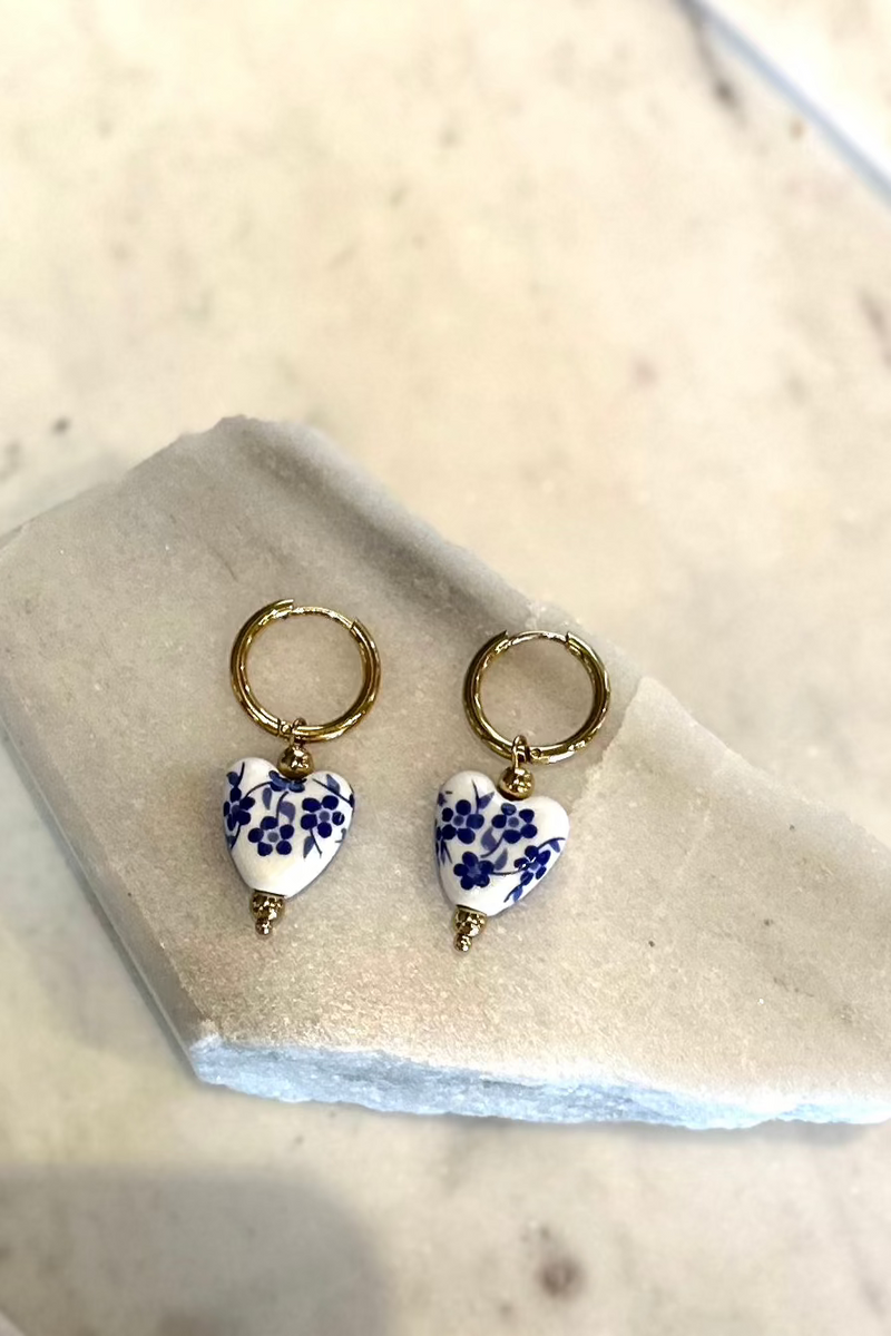 Ceramic Floral Heart Earring