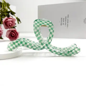 Retro Ribbon Plaid Hair Claw Clip 2 Colors!