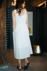 Ivory Linen Midi Dress