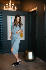 Gray Casual Midi Dress