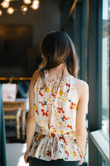 Cream Floral Sleeveless Top