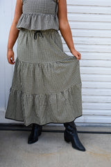 Gingham Pattern Tiered Skirt