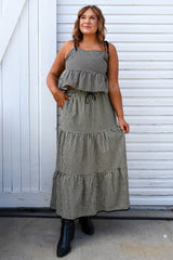Gingham Pattern Tiered Skirt