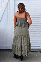 Gingham Pattern Tiered Skirt