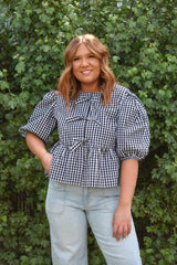 Tally Puff Gingham Poplin Blouse