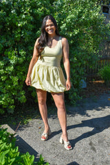 Vara Double V-Neck Bubble Mini Dress
