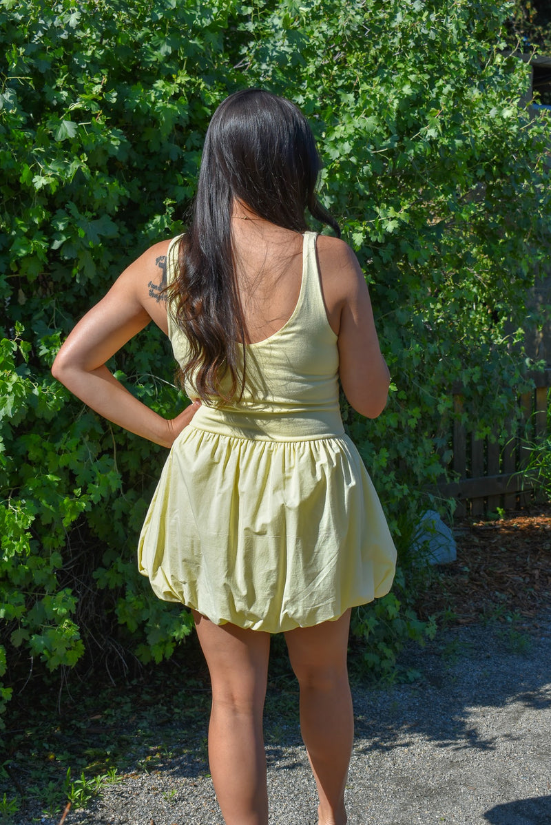 Vara Double V-Neck Bubble Mini Dress