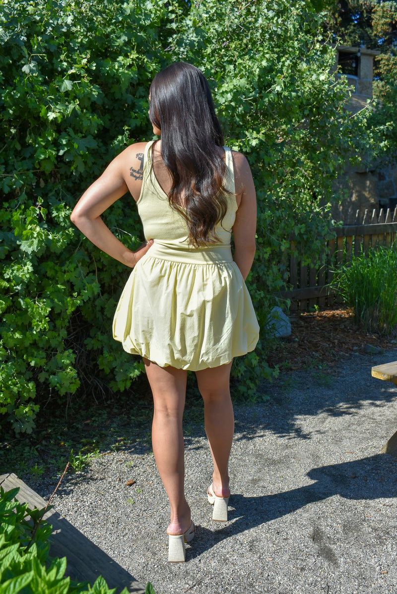 Vara Double V-Neck Bubble Mini Dress